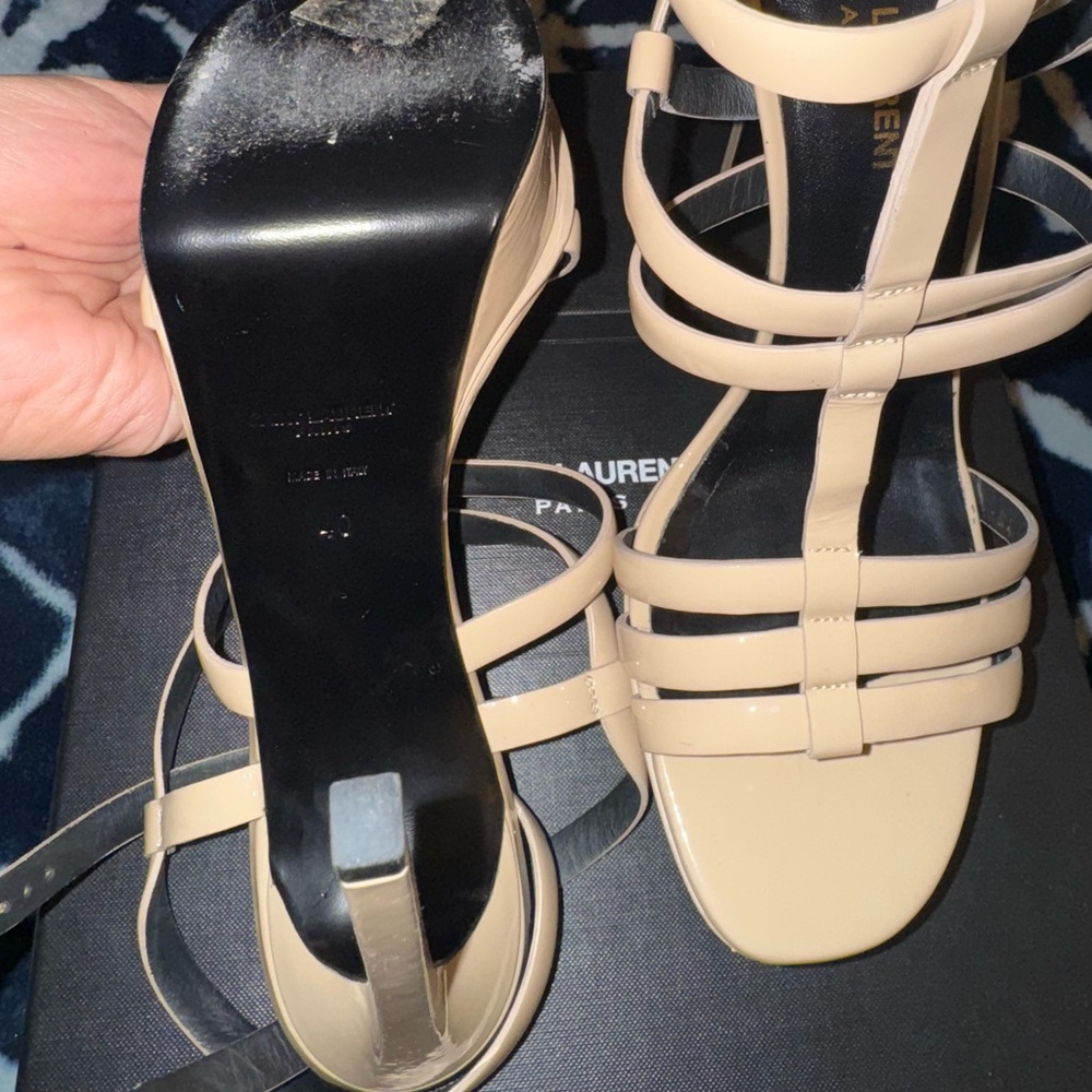 Saint Laurent Women's Nude Strappy Sandals - Picture 4 of 4
